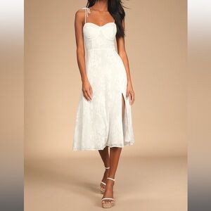 Lulu’s White Midi Dress with Silver accents